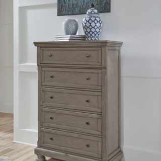 Lettner Light Gray Five Drawer Chest