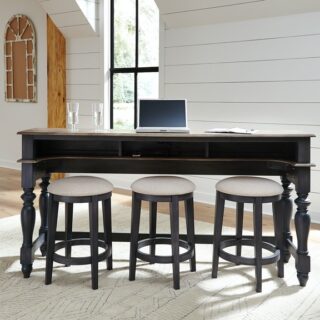 Ocean Isle 4 Piece Console Table and Stool Set