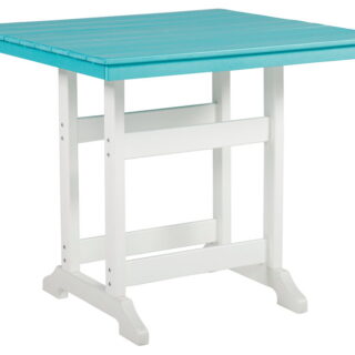 Eisely - Turquoise / White - Square Counter Table w/Umbrella Option