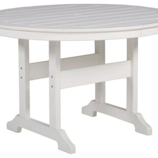 Crescent Luxe - White - Round Dining Table with Umbrella Option