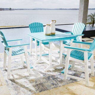 Eisely - Turquoise / White - 5 Pc. - Dining Set With Barstools