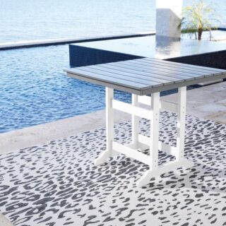 Transville - Gray / White - Square Counter Table With Umbrella Option