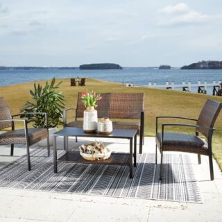 Zariyah - Dark Brown - Love/Chairs/Table Set