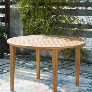 Janiyah - Light Brown - Round Dining Table With Umbrella Option