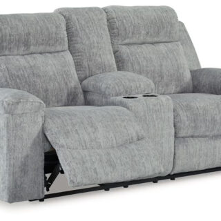 Buntington - Pewter - Double Reclining Loveseat With Console
