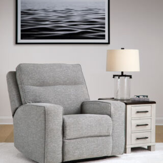 Biscoe - Pewter - Power Recliner with Adjustable Headrest